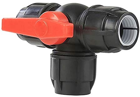 Vanne à boisseau sphérique en plastique à trois voies en forme de T, connecteur rapide de tuyau à connexion rapide PE, utilisé pour l'irrigation et l'industrie de traitement des eaux usées d