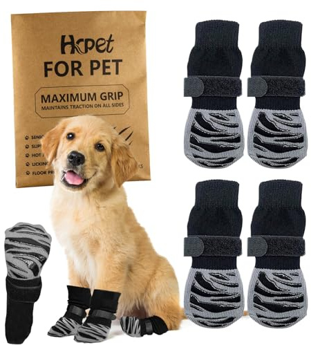 Anti-Rutsch-Socken Für Hunde, Socken Für Gehwege, Warm/Kalt, Pfotenschutz Gegen Lecken und Rutschen, Ideal Für Hund Paw Schutz (XS)