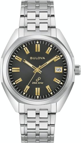 Bulova Herren Armbanduhr Jet Star mit silberfarbenem Edelstahlarmband, Gehäusedurchmesser: 40 mm, 96B415
