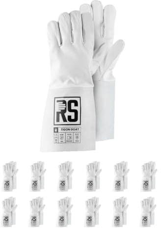 RS TIGON GOAT Schweißerhandschuh MontageHandschuhe aus Rindsleder/Größe 09, 12 Paar/Weiß/Arbeitshandschuhe Leder/Lederhandschuhe Schutzhandschuhe/Zum TIG-Schweißen