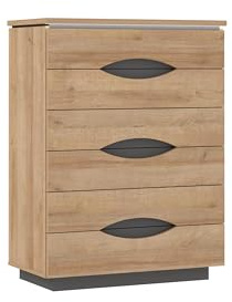 Forte INVERELL Sideboard mit 6 Schubladen, Holzwerkstoff, Riviera Eiche/Uni Wolfram Grau, B x H x T: 81,4 x 108,2 x 41,8 cm