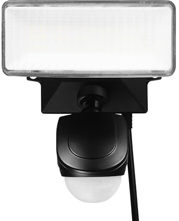 Globe Electric 17000198 180-Degree 14W Black 1200 Lumens Plug-in Outdoor Integrated LED Flood Light Security Light, 10-Foot Cord, Outside House Lights