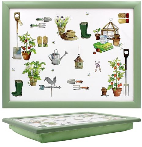 The Leonardo Collection - Bandeja de Regazo con Dedos Verdes con Bolsa de Frijoles para Servir Platos, Bonitas bandejas para Comer en el Regazo para la Cena o el Desayuno, bandejas de Comida de Nuevo