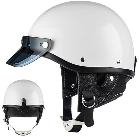 Demi-Jet Mezzi Caschi Da Moto Per Uomini E Donne, Stile Tedesco Retro Open Face Casco, Ciclomotore Scooter Mezzo Casco Per Adulti, ECE Approvato Moto D'epoca Mezzo