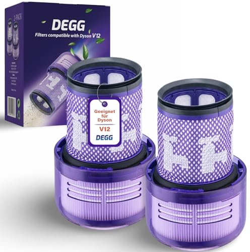 DEGG Hepa-filter – Kompatibel med Dyson V12 Detect Slim – tvättbart dammsugarfilter – ersättningsfilter – perfekt passform – dammsugartillbehör – premiumkvalitet – 2 st