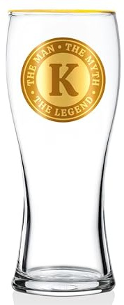 Onebttl Personalised Beer Glass for Men, Funny Custom Alcohol Gifts for Beer Lovers, Unique Christmas Birthday Gifts for Him, The Man The Myth The Legend, K