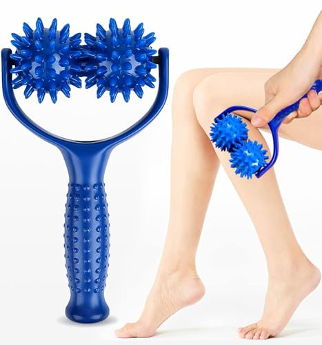 Massagebälle Massage Roller, Massageroller mit Griff und Noppen Selbstmassagerolle, Massagegerät Fascia Ball für Rücken Beine Füße Hände Muskelschmerzen