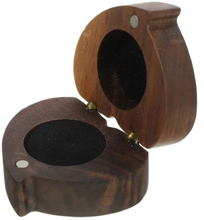 PACKOVE Scatola in Legno Per Fedi Nuziali Custodia Per Anelli Di Fidanzamento Porta Anelli Forma Di Cuore Per Proposta e Cerimonia Di Nozze