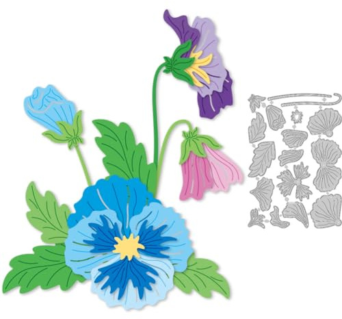 DELORIGIN Stiefmütterchen Stanzschablonen Kartenränder Stich Stanzform Karbonstahl Phalaenopsis Stanzungen Schablonen Karten Scrapbooking Für DIY Papierbastelarbeiten Alben Geschenkdekoration