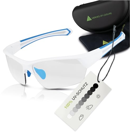 HEROES OF LEISURE® Selbsttönende Fahrradbrille für Herren - Windschutz Sport Sonnenbrille mit UV400-Schutz - Photochromatische Sportbrille (Radbrille) für Rennrad, MTB oder als Laufbrille