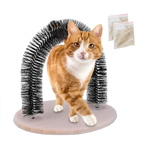 Relaxdays Enthaarungsbogen Katze Fellpflegebogen mit Borsten | rund