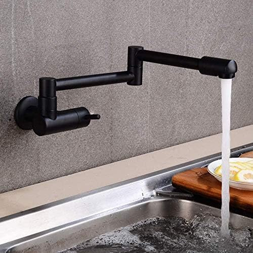 Küchenarmaturen, Küchenarmatur, Wasserhahn, Neuester 360° Faltbarer Messing-Wandhalter, Mattschwarzer Waschbecken-Wasserhahn, Kalter Wasserhahn Mit Einem Griff