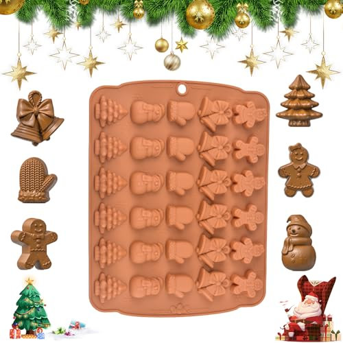 DTYGUIXE Weihnachten Schokoladenformen, Silikon Schokoladenform 3D-Schokoladenform mit 5 Verschiedene Muster Silikon Pralinenform Antihaft Silikonform für Schokolade, Süßigkeiten Gelee Pudding