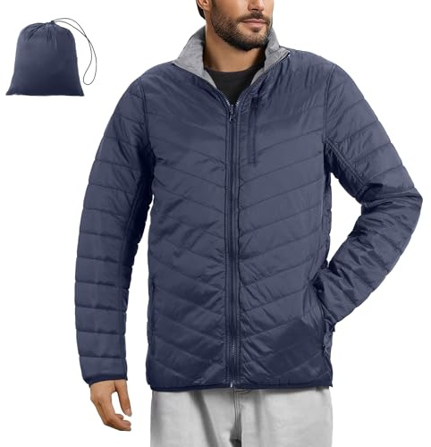 JEMIDI Giacca Leggera da Uomo - Piumino Leggero - Giubbotto Invernale - Puffer Jacket - Giubbino Mezza Stagione Super Light - Idrorepellente Isolante - 5 Tasche Zip Borsa Trasporto