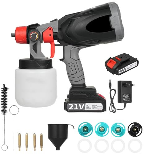 Spruzzatore di vernice in lattice di vernice 38000 giri/min Macchina per spruzzatura di batteria al litio per uso domestico con annaffiatoio da 800 ml e ugelli da 1,0/1,5/1,8/2,0/2,5 mm