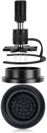 IKAPE 54MM WDT Tool, Espresso Stirrer Distribution Tool, Adjustable Needle Height, Coffee Stirrer with Dosing Funnel & Stand(With Brush)