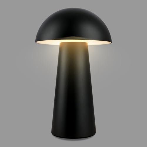 Briloner - Mini lampada da tavolo a LED wireless con touch, dimmerabile a gradini, IP44, lampada da comodino, lampada da lettura, lampada a batteria, lampada da esterno, 12x19,5 cm (PxA), nero