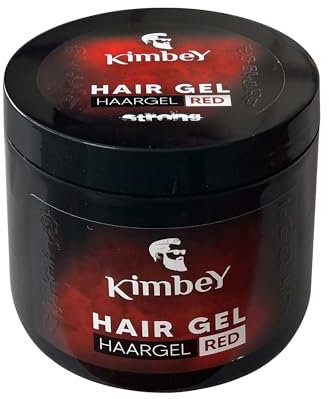 Kimbey Gel per capelli Strong Red 600 ml, ultra forte per stili creativi, asciugatura rapida e applicazione flessibile, ideale per capelli di media lunghezza o corti