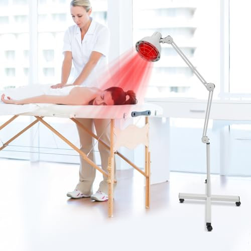 Owneed Infrarot Lampe 275W, Infrarotlampe mit Ständer, Temperatur- und Höhenverstellbar Wärmelampe Rotlichtlampe, 360 ° Infrarotstrahler für Infrarottherapie Leichtigkeit Muskelentspannung