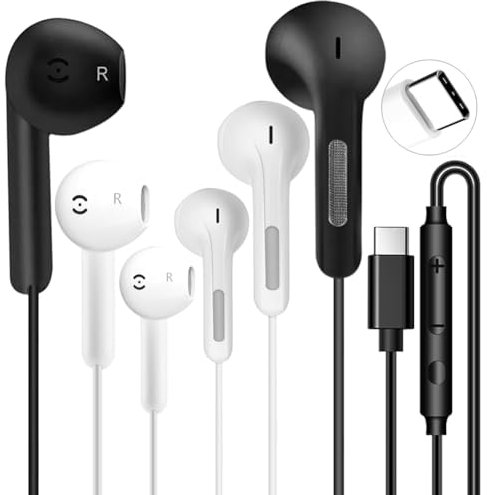 3 Pack USB C Headphones wired for Samsung S24 S23 S22 S21 Ultra, USB-C Earphones Wired with Mic & Volume Control Type C Earbuds for iPhone 15 16 Pro Max, iPad Pro, Pixel, OnePlus, HiFi Stereo Sound