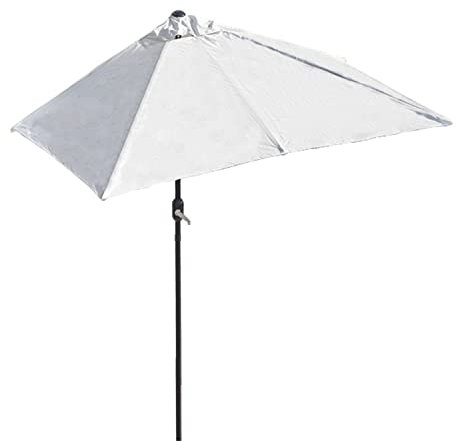 2 m/2,5 m rechteckiger Balkonschirm für kleine Räume, stabiler Gartenschirm in halber Größe, mit Kurbelsystem, ideal für eine Wand, Veranda, Fenster, Weißer Regenschirm, 200x100cm
