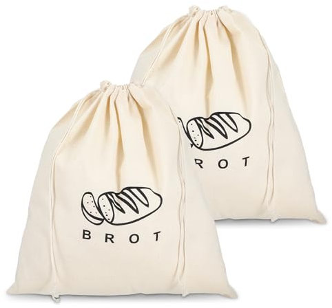 AOZUO 2 sacchetti per il pane in lino, materiali vegetali naturali, per conservare il pane, riutilizzabili, con coulisse, adatti per pane, frutta e verdura