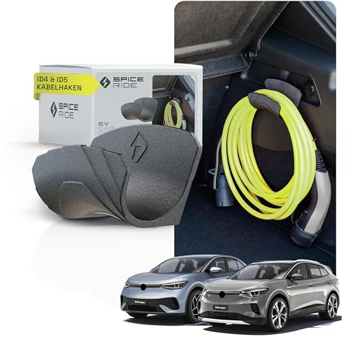 SpiceRide Ladekabelhalter für VW ID.4 & ID.5 | Typ 2 Kabelhalter für Kofferraum | ID.5 + ID.4 Zubehör/Accessoire | Kofferraum-Ladekabelhaken für Typ 2 Kabel | Ladekabel Halterung