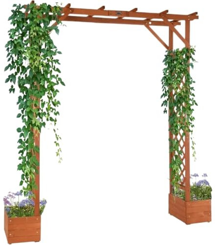 XUWEWI Arche Jardin Arche de Jardin en Bois avec jardinière, Arche de Mariage for cérémonie, Treillis de Jardin en Bois for Plantes grimpantes, pergola Arche De Rosiers Vigne