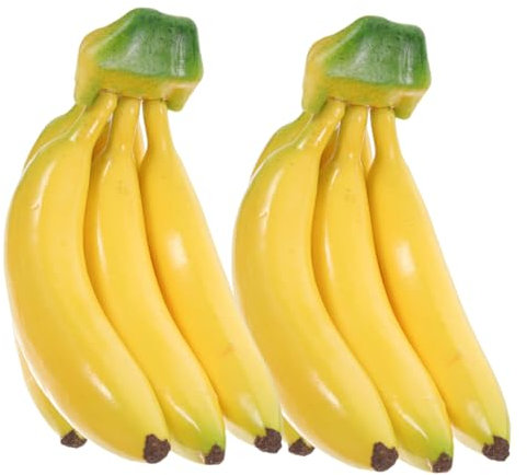 GRIRIW 2pcs Lifelike Artificial Banana Cluster Decorative Fake Fruits for Restaurant Display Photography Props Realistic Bananas with Detailed Design Summer Home Decor