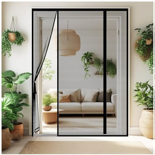 nero Zanzariera Finestra W115xH230cm Zanzariere Magnetiche su Misura Facile Montaggio Impedendo agli Insetti di Entrare per Porte Camera da Letto Casa