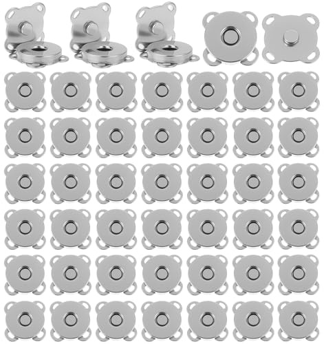 40Pcs Magnetic Fasteners for Bags, 14mm Magnetic Closures for Bags and Sewing Crafts, Suitable for Clothes and Leather Projects (Silver)