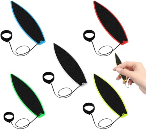 KEQAR 5 Stück Mini Finger Surfboard, Für Kinder Jugendliche Erwachsene Drinnen Draußen Zum üben, Auto Im Wind (5 Farben)