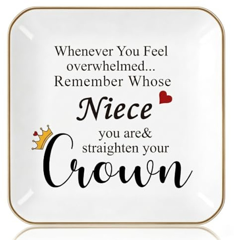 Titanape Niece Gifts from Auntie - Remember Whose Niece You Are Trinket Dish for Jewelry Rings Earrings Necklaces, Inspirational Christmas Birthday Graduation Gift for Niece