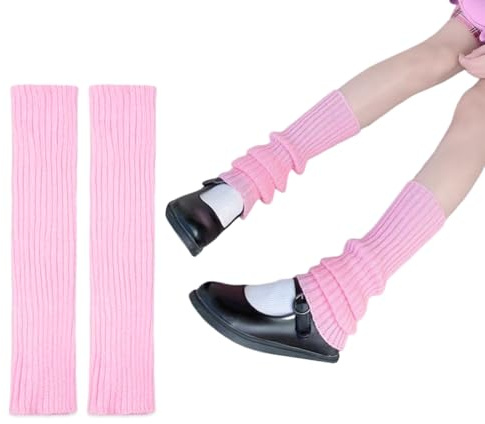 YUVKIN 1 pares de calentadores de piernas acanalados, calentadores de punto de los años 80, para mujeres y niñas, polainas, ropa ballet mujer, ballet botas calentamiento (Largo)