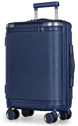 Handgepäck Koffer, Trolley Reisekoffer mit Verstellbarem Teleskopgriff, ABS-Hartschalenkoffer mit TSA Schloss und sanften Rollen, Luggage, Rollkoffer für Damen & Herren, 55x40x20 Ryanair, Dunkelblau
