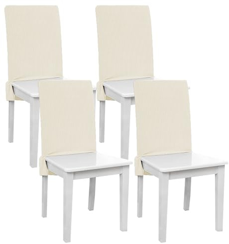 Zhjiutak 4Pcs Dining Chair Back Covers, 38x49cm Elastic Polyester Chair Back Washable Protective Cover Backrest Slipcover for Home Office Bar(Beige)