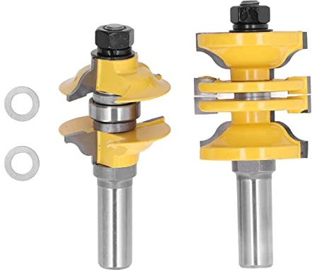 Tissting Fresa de Espiga para Puertas, fresa ajustable para Carril y Montante con vástago de 12,7mm en aleación de acero al carbono, corte preciso para MDF, madera maciza, tableros