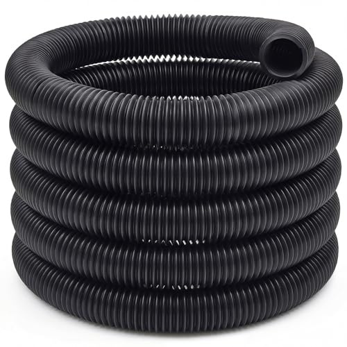 Glooglitter 4 in OD x 25 ft Flexible Drain Pipe Expandable Landscaping Drain Pipe Corrugated Pond Tubing PE Hose Black Solid Tubing for Pond Pump Fountain Garden Swimming Pool Fountain Waterfall