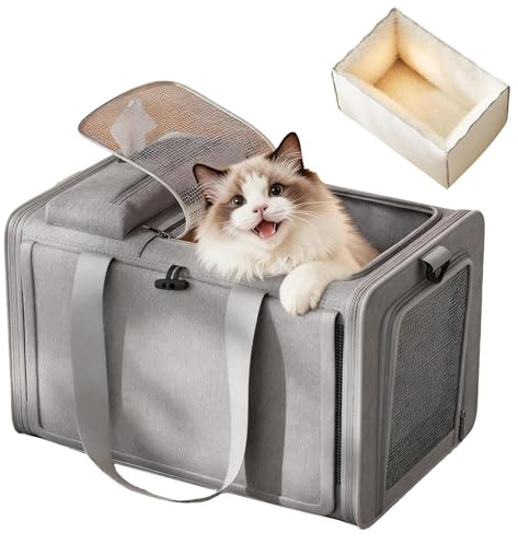 Beiykhera Haustiertransportbox Für Katzen | Großvolumiger Transportorganizer Für Kätzchen,Tragbare Tasche mit weichen Seiten für Katzen - Geeignet Für Innen- Und Außenbereich, Spaziergänge,