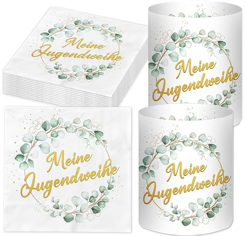 Servietten Jugendweihe 40PCS Jugendweihe Deko mit der Aufschrift für Jugendweihe Tischdeko Meine Jugendweihe Servietten Eucalyptus Grün Jugendweihe Papierservietten Jugendweihe Jungen Mädchen Deko