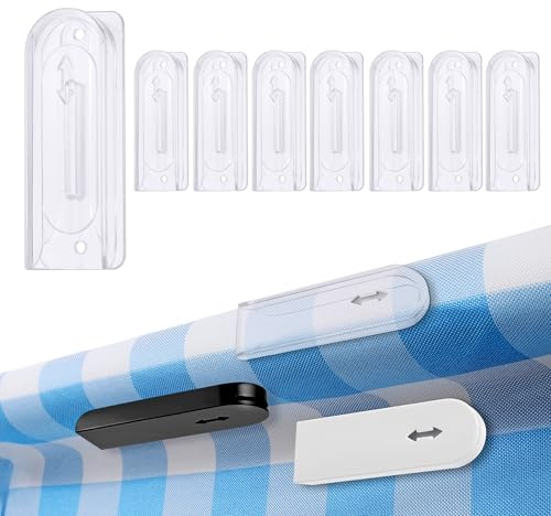 Table Cloth Holder Clips,Clear Tablecloth Clips,Self-Adhesive Windproof Table Cover Clamps for Outdoor Picnic Folding Tables Home Camping Wedding Family Gatherings Birthday Graduation Parties (8PCS)