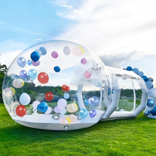 Inflatable Bubble Tent, 10ft Clear Dome with Blower & Pump, Waterproof Garden Tent for Kids & Parties, Commercial Grade with Tunnel