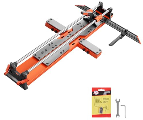VEVOR 47.2-Inch Manual Tile Cutter, Upgraded Sliding Head Cutting Tool with Spring-Loaded Base, Angle Fence, Tungsten Carbide Cutting Wheel, Alignment Guide, for DIY Pros, Ceramic, Floor, Wall Tiles