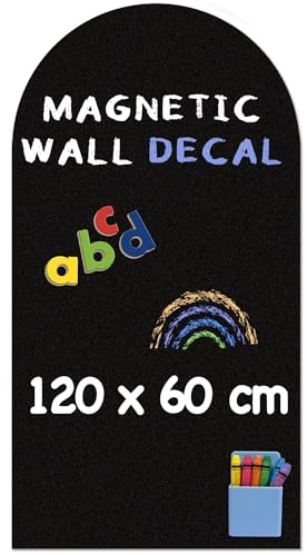 HeatPomelo Magnettafel Kinder Selbstklebend - 120 x 60 cm Bogen Magnetwand Folie, Matte Tafelfolie Wandtattoo für Kinderzimmer (Schwarz)