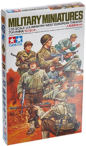 Tamiya 300035048-1:35 WWII Figuren-Set US Infanterie (8), Modellbausatz,Plastikbausatz, Bausatz zum Zusammenbauen, detaillierte Nachbildung, Erdtöne