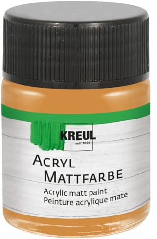 KREUL 75507 - Acryl Mattfarbe, ocker im 50 ml Glas, cremig deckende, schnelltrocknende Farbe auf Wasserbasis, für viele verschiedene Untergründe geeignet