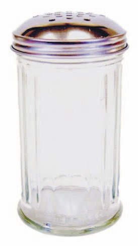 12oz Dredger Shaker Glass / Steel for Sugar Flour Cappuccino Chocolate