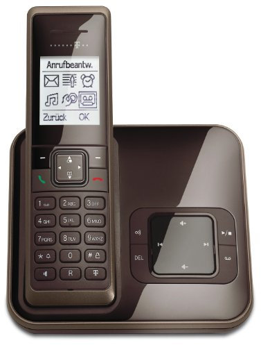 Deutsche Telekom Sinus A205 Schnurlostelefon mit Anrufbeantworter - chocolate braun (150 Telefonbuch Einträge, monochrom Grafikdisplay)