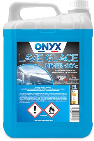 Onyx - Lave Glace Hiver -20° - Nettoyant et Dégraissant pour Pare-Brise - Fabrication Française - 5L
