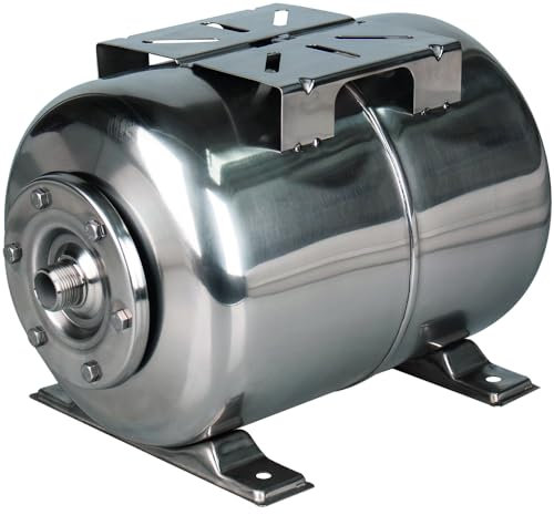 T.I.P. Druckkessel Hauswasserwerk - Membrankessel Edelstahl 22 Liter (Anschluss: 33,25 mm (1 Zoll AG), ca. 4,5 kg, mit Flansch und Kesselventil, Inklusive EPDM-Membrane) 30996